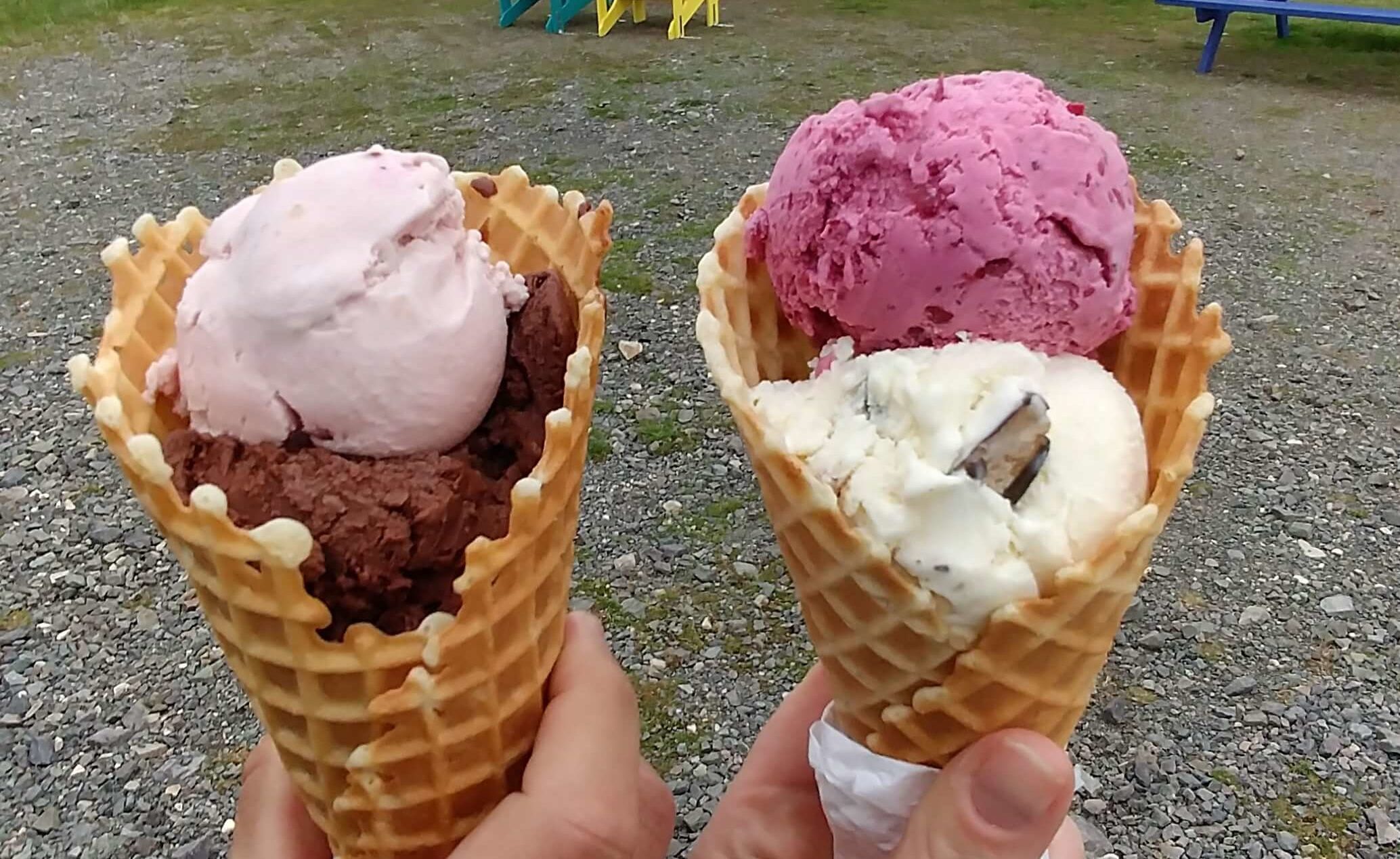 Waffle Cones and ice cream from Sweet Rock