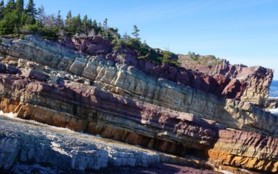 Multi-coloured cliffs of Brooks Point