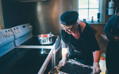 Preparing dessert at the Twine Loft